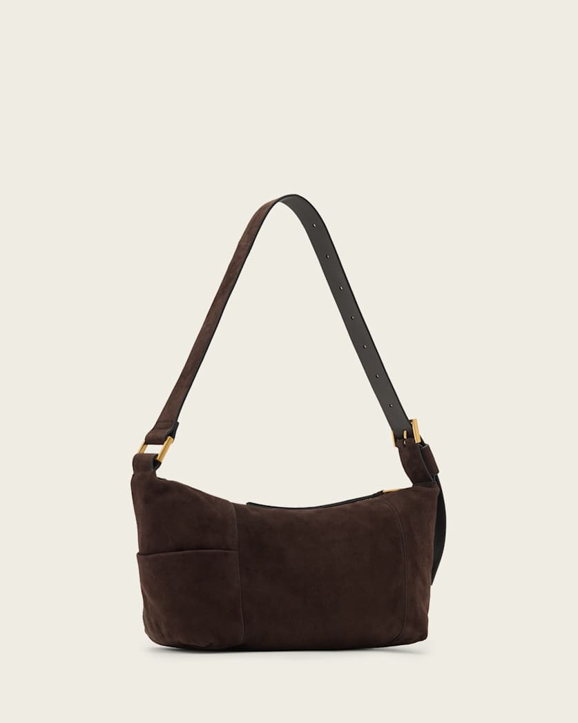 AllSaints Vega Suede Shoulder Bag Women's Bitter Brown Women's