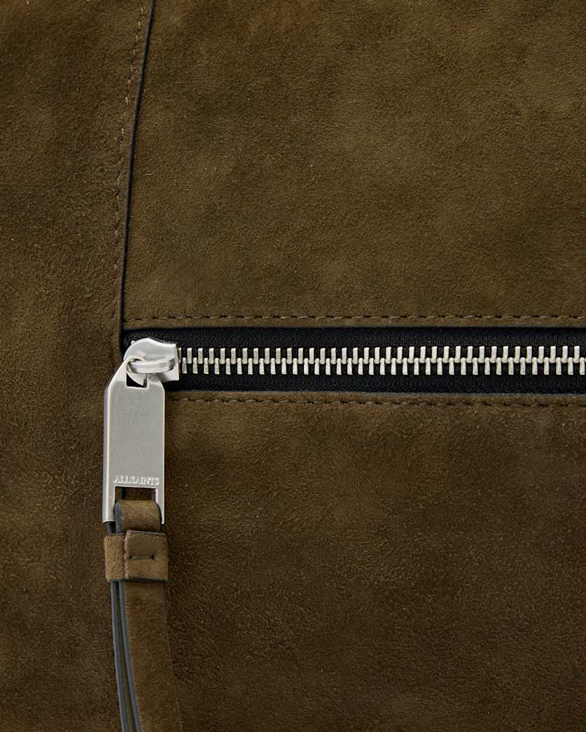 AllSaints Vega Suede Shoulder Bag Women's Olive Green Women's