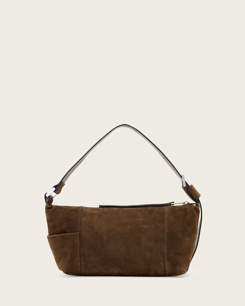 AllSaints Vega Suede Shoulder Bag Women's Fango Brown Women's