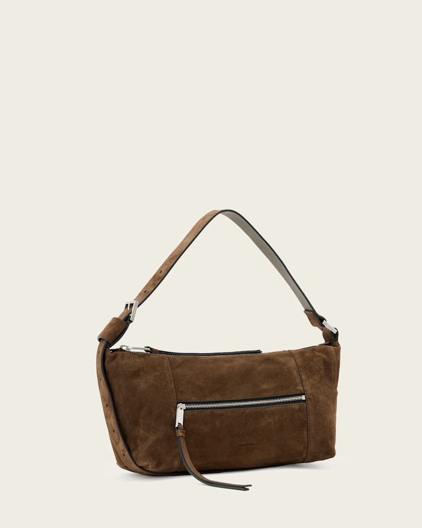 AllSaints Vega Suede Shoulder Bag Women's Fango Brown Women's
