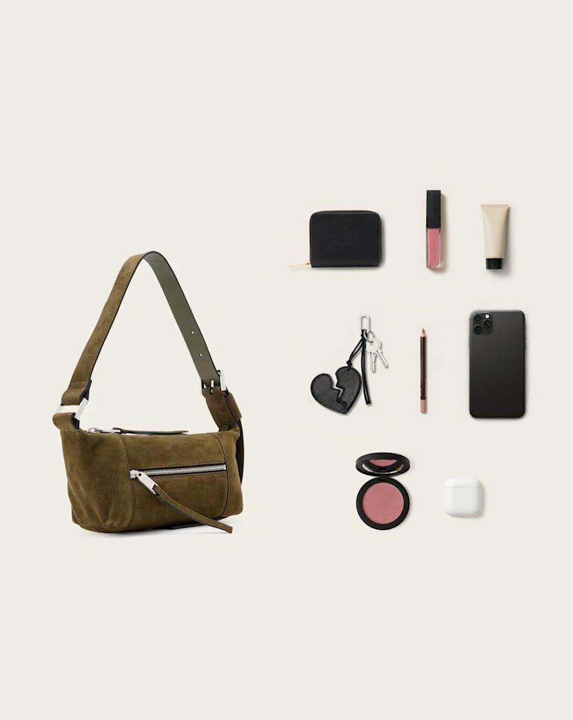 AllSaints Vega Suede Mini Bag Women's Olive Green Women's
