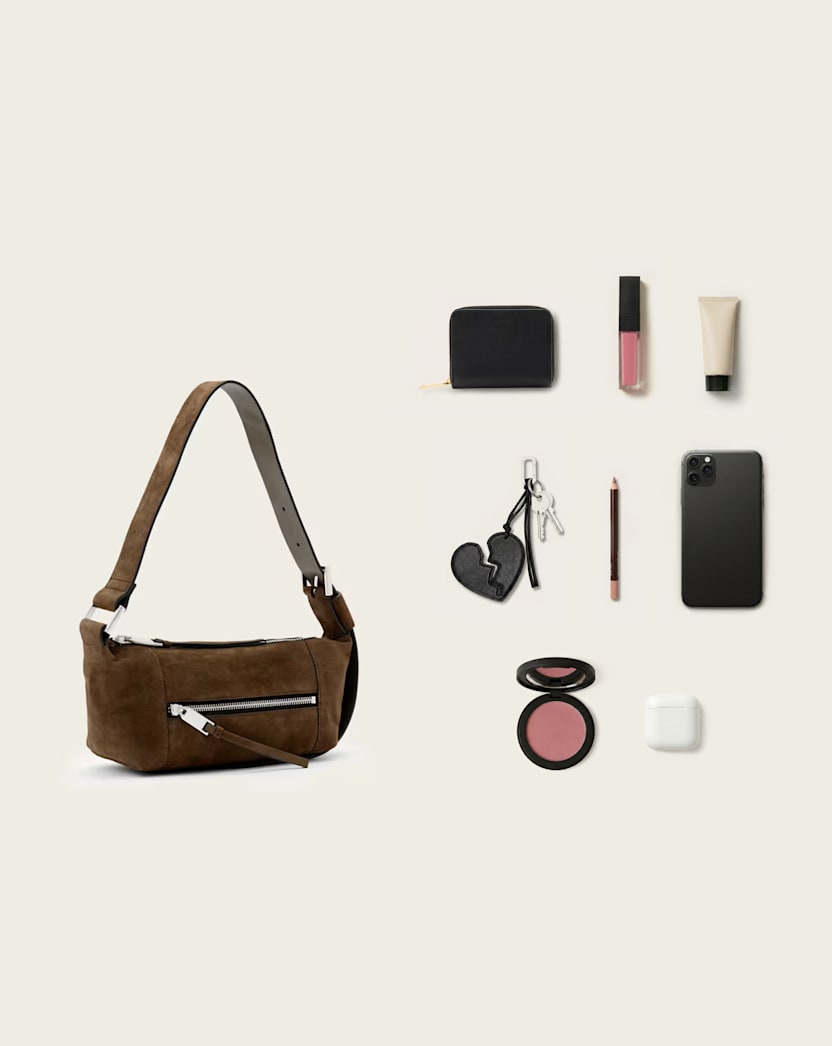 AllSaints Vega Suede Mini Bag Women's Fango Brown Women's