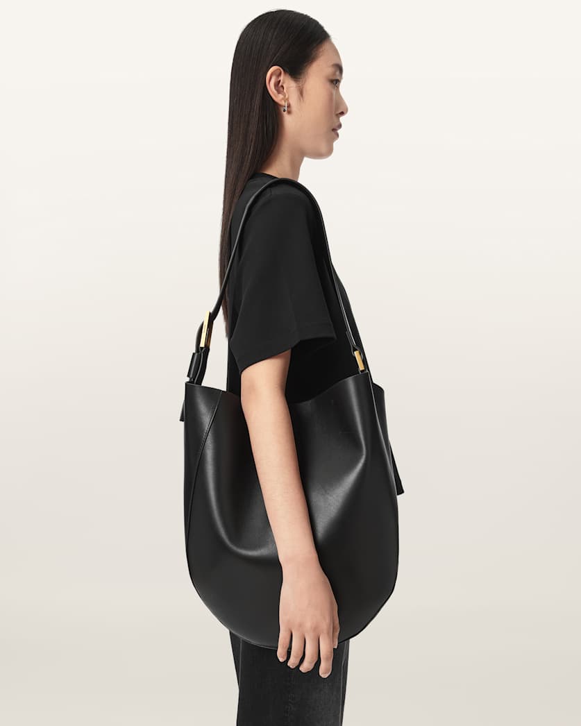 AllSaints Luna Leather Hobo Shoulder Bag Women's Black Women's