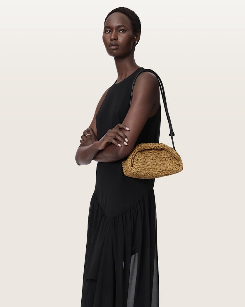 AllSaints Rosalie Arc Woven Crossbody Bag Women's Biscuit Brown Women's