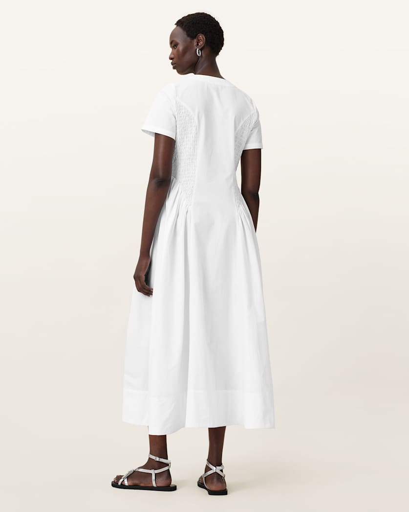 AllSaints Sheena Cotton Midi Dress Women's White Women's