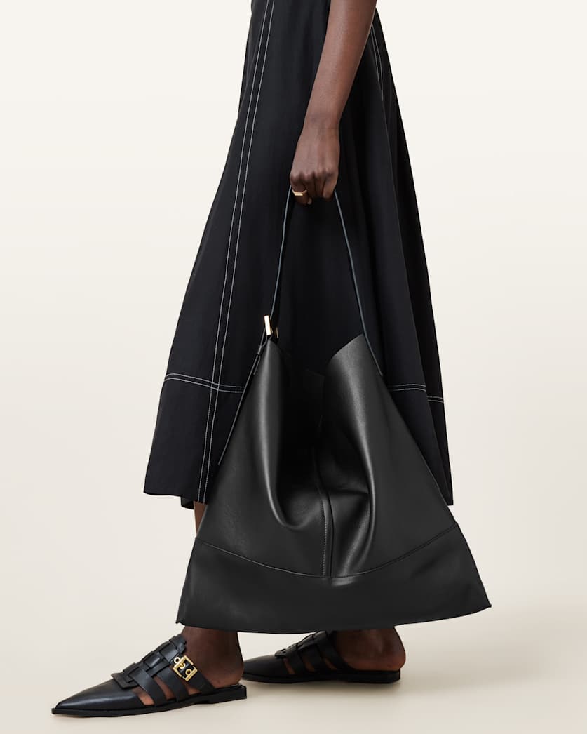 AllSaints Asha Leather Shoulder Bag Women's Black Women's