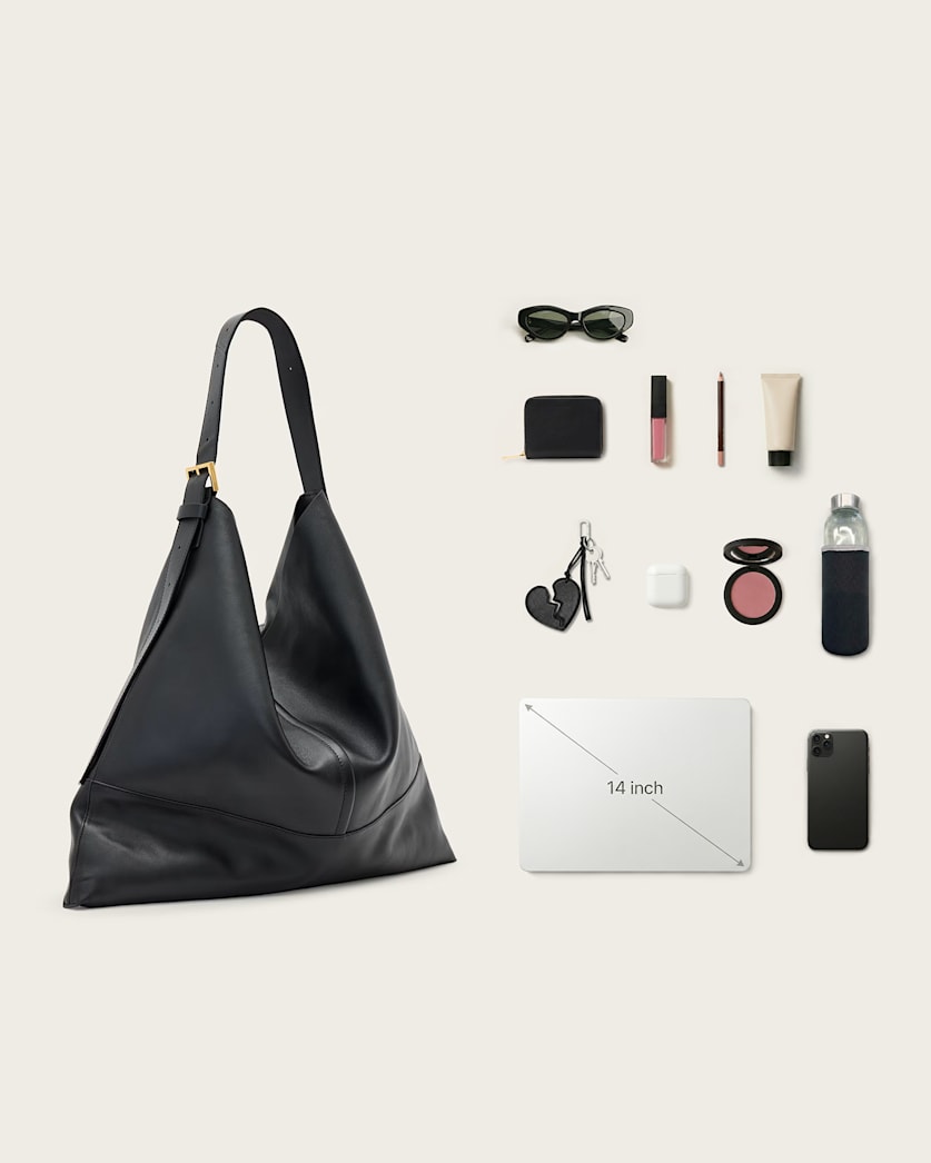 AllSaints Asha Leather Shoulder Bag Women's Black Women's
