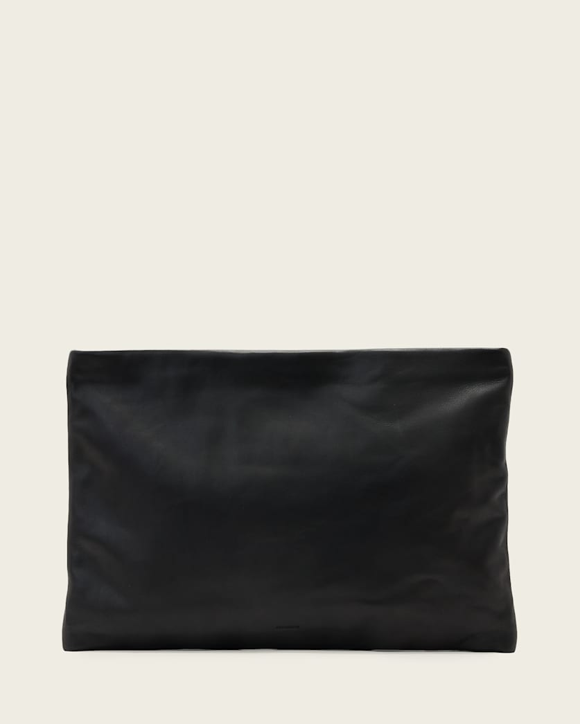 AllSaints Bettina Large Leather Clutch Bag Women's Black Women's