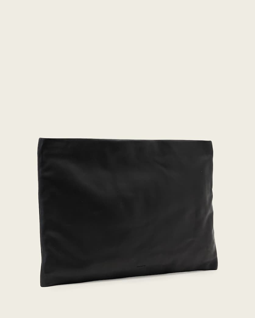 AllSaints Bettina Large Leather Clutch Bag Women's Black Women's