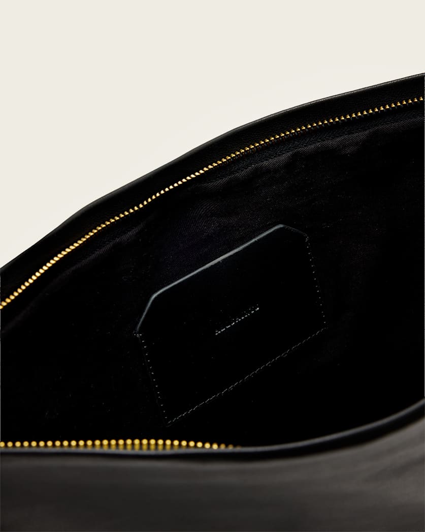 AllSaints Bettina Large Leather Clutch Bag Women's Black Women's