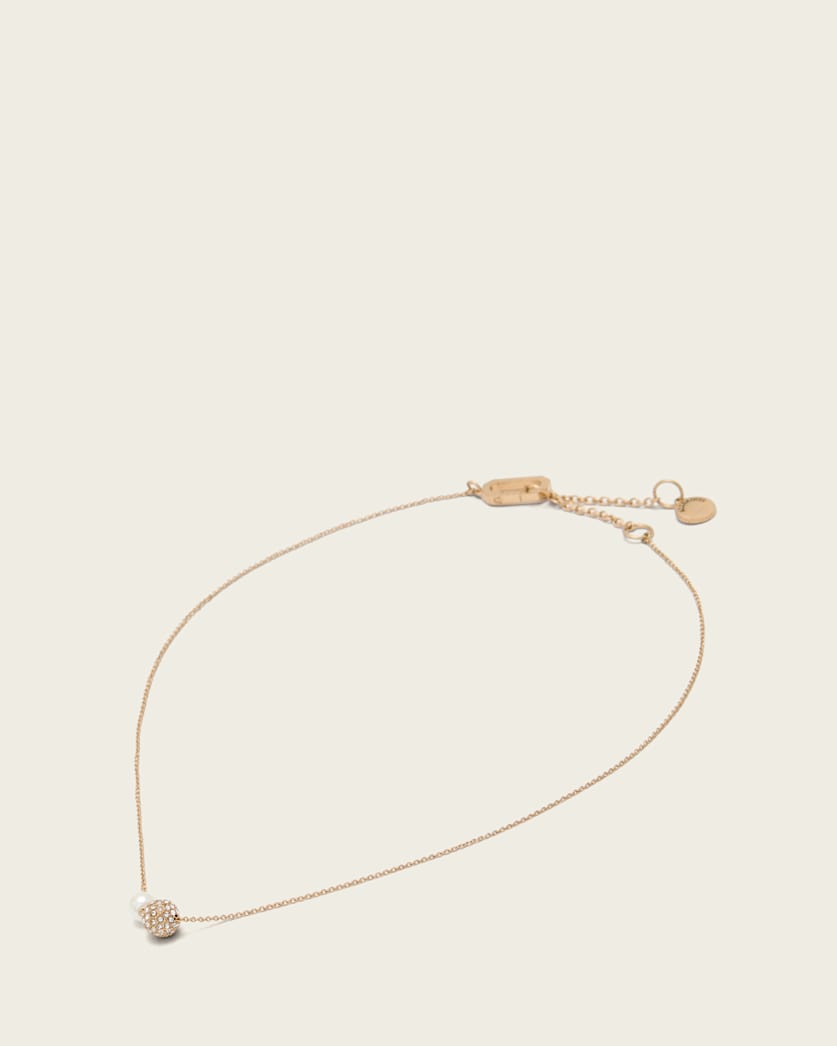 AllSaints Ellie Crystal Necklace Women's Warm Brass Women's