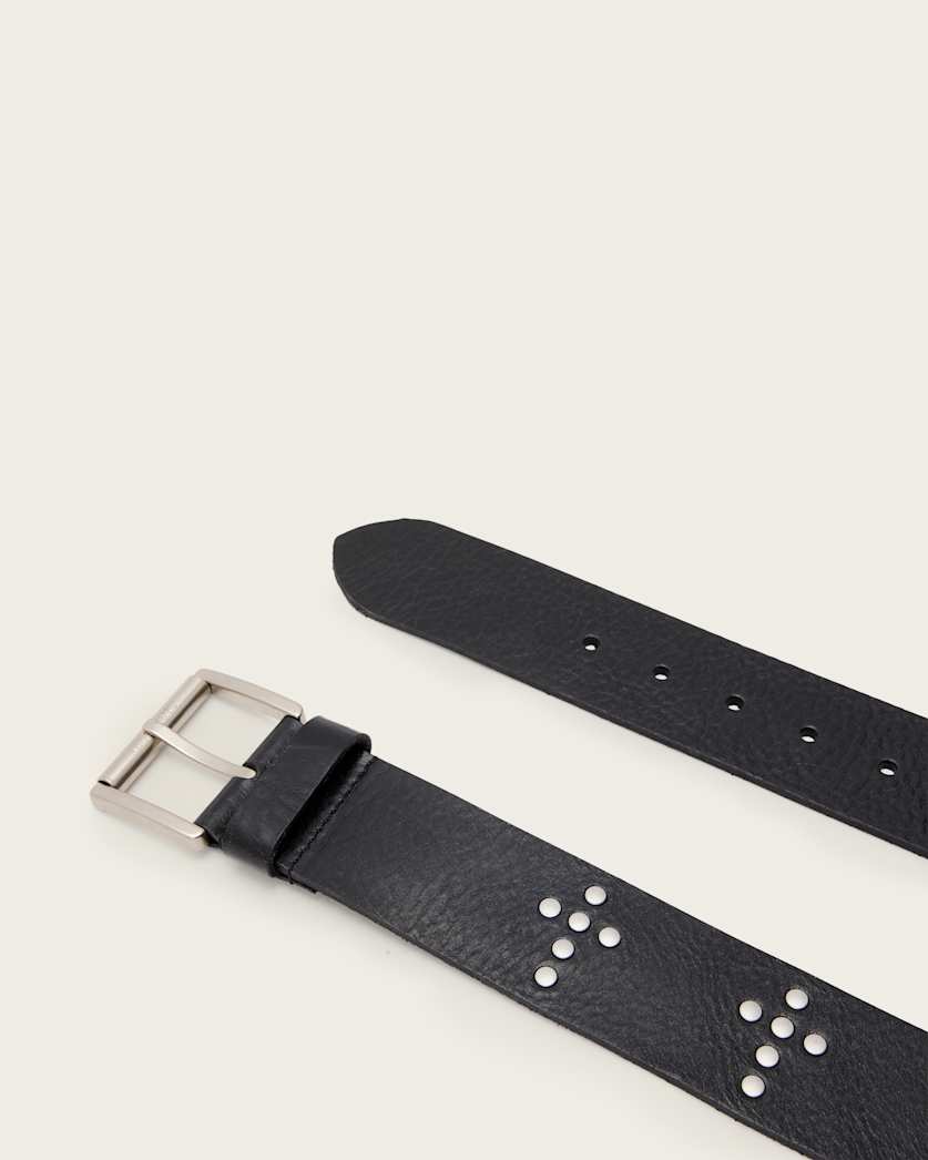 AllSaints Cross Maxx Leather Belt Women's Black/Antq Nickel Women's