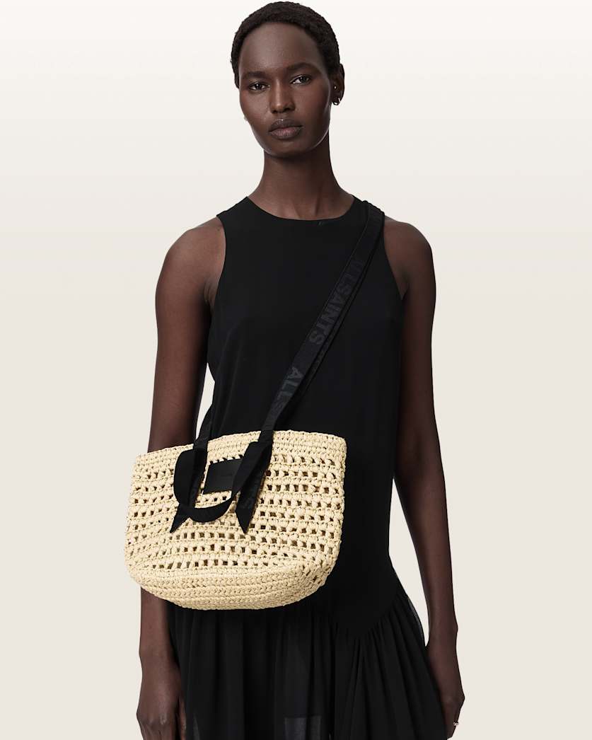AllSaints Celayne Crochet Woven Mesh Bag Women's Unbleached White Women's