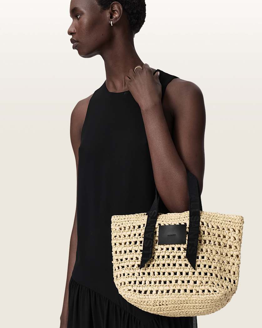 AllSaints Celayne Crochet Woven Mesh Bag Women's Unbleached White Women's