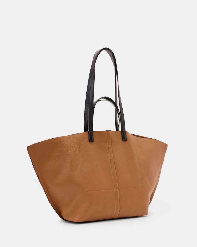 AllSaints Pheonix Spacious Leather Tote Bag Women's Sepia Brown Women's