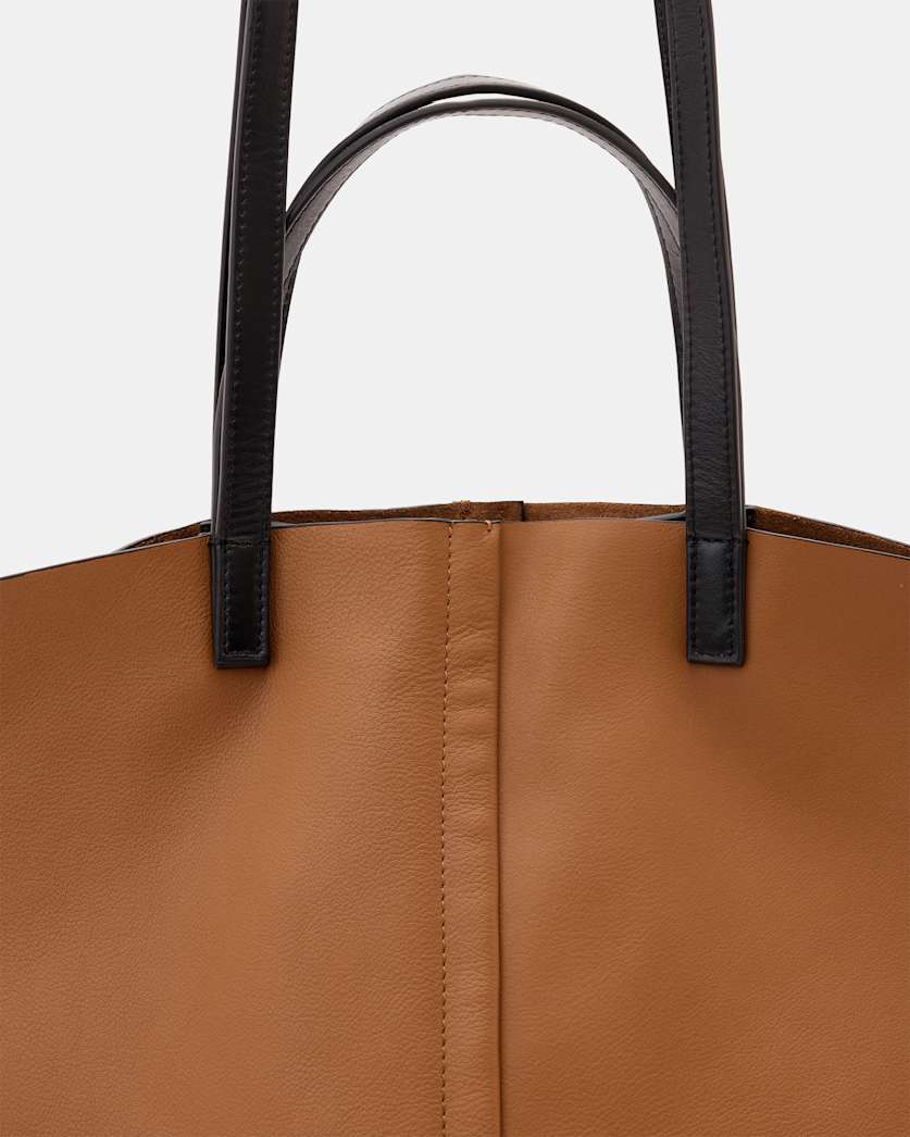 AllSaints Pheonix Spacious Leather Tote Bag Women's Sepia Brown Women's