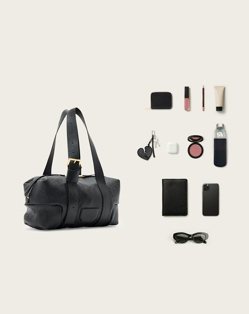 AllSaints Ares Grain Leather Shoulder Bag Women's Black Women's
