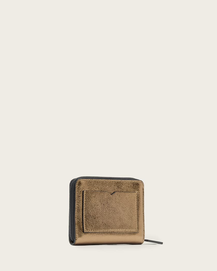 AllSaints Lena Hex Zip Up Leather Wallet Women's Warm Brass Women's
