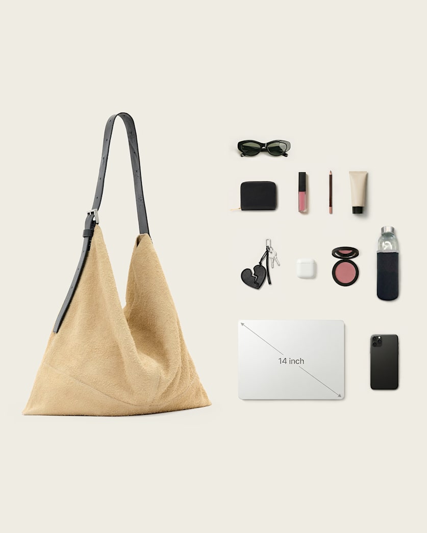 AllSaints Asha Leather Shoulder Bag Women's Sahara White Women's