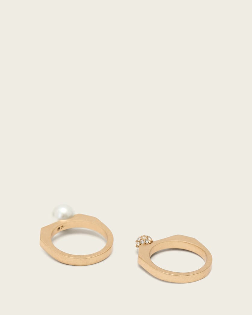 AllSaints Ellie Hex Ring Set Women's Warm Brass Women's