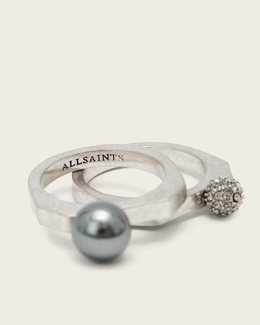 AllSaints Ellie Hex Ring Set Women's Warm Brass Women's