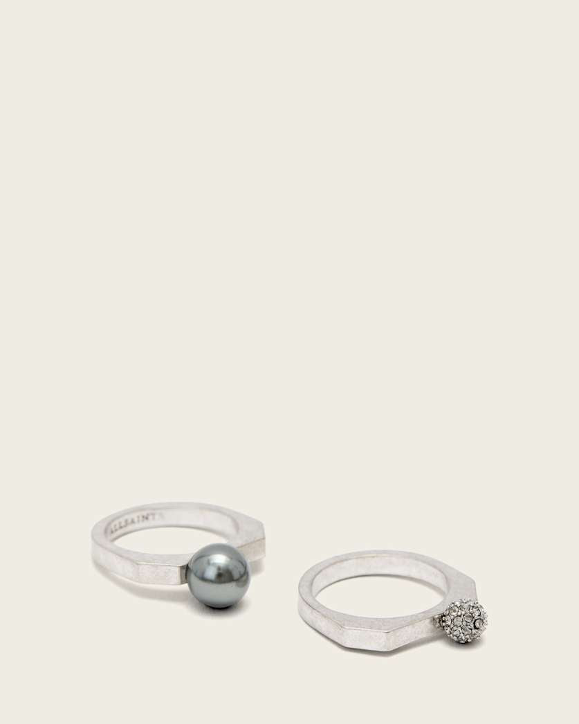 AllSaints Ellie Hex Ring Set Women's Warm Brass Women's