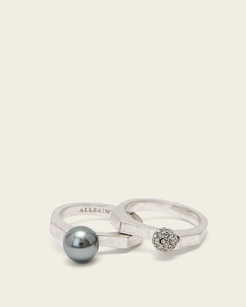 AllSaints Ellie Hex Ring Set Women's Warm Brass Women's