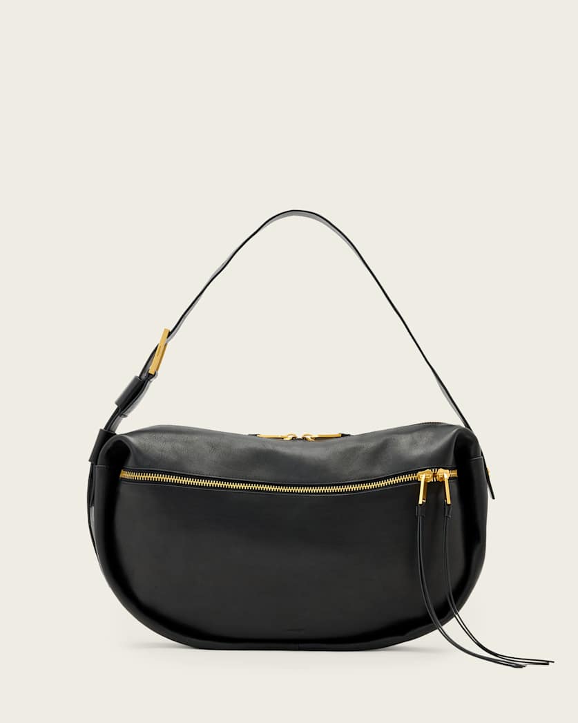 AllSaints Noemie Leather Shoulder Bag Women's Black Women's