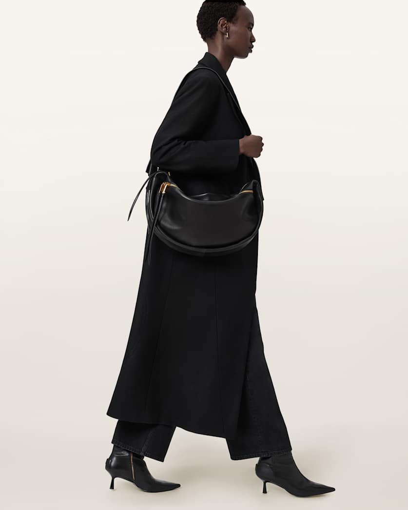 AllSaints Noemie Leather Shoulder Bag Women's Black Women's