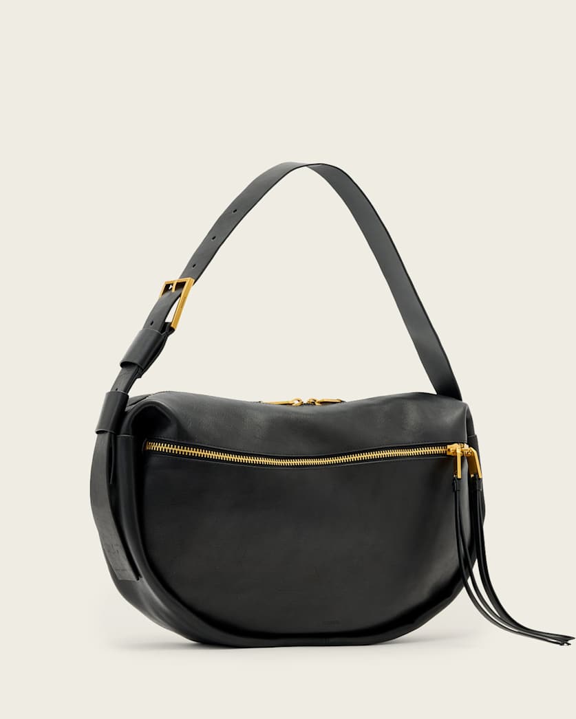 AllSaints Noemie Leather Shoulder Bag Women's Black Women's