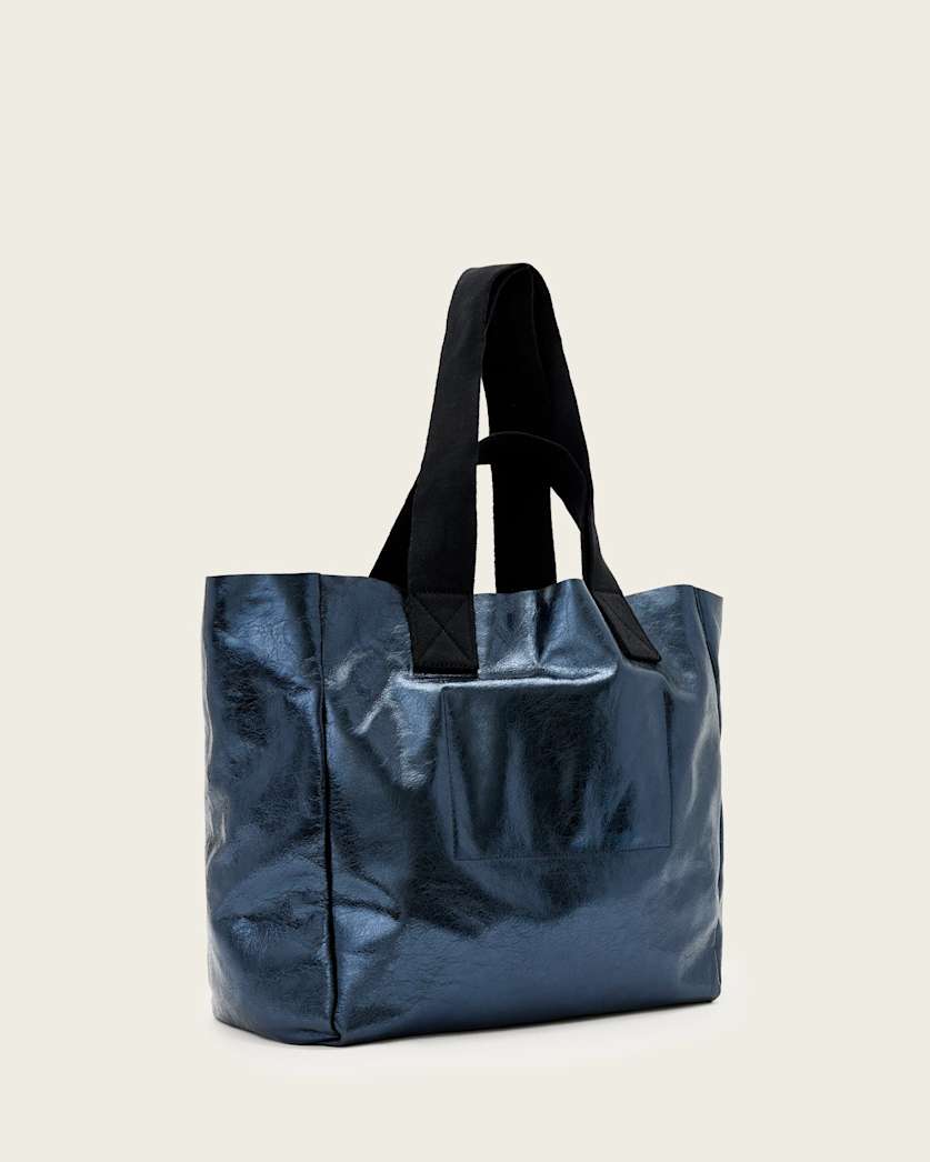 AllSaints Izzy Leather Tote Bag Women's Ink Blue Women's