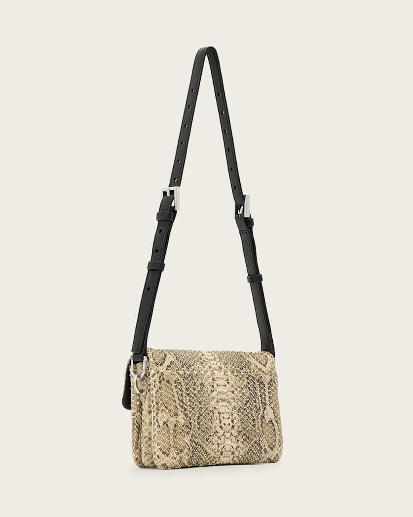 AllSaints Jupiter Leather Snake Crossbody Bag Women's Desert White Women's