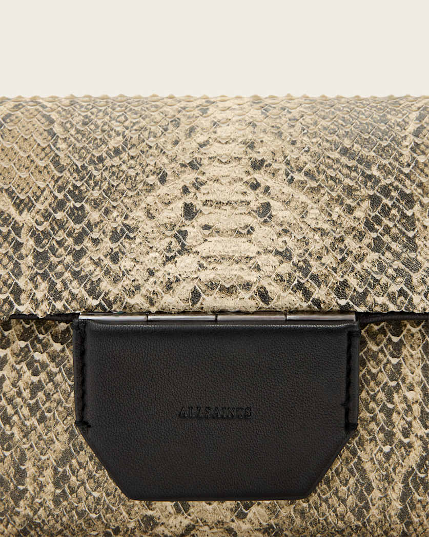 AllSaints Jupiter Leather Snake Crossbody Bag Women's Desert White Women's