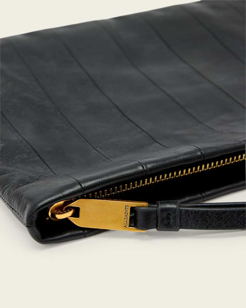 AllSaints Bettina Leather Clutch Bag Women's Black Women's