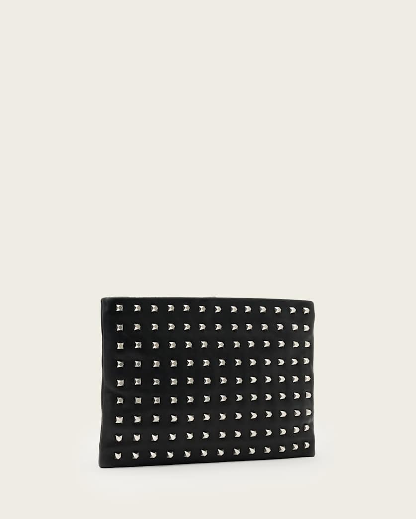 AllSaints Bettina Embellished Leather Clutch Women's Black Women's