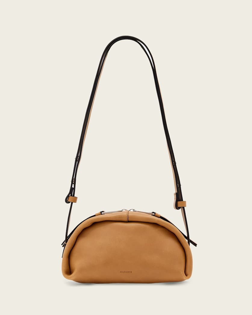 AllSaints Rosalie Arc Leather Crossbody Bag Women's Toffee Brown Women's