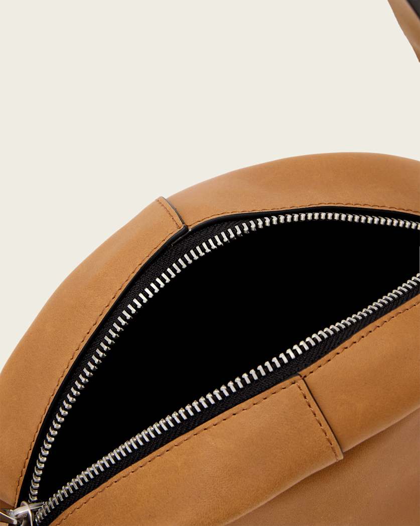 AllSaints Rosalie Arc Leather Crossbody Bag Women's Toffee Brown Women's