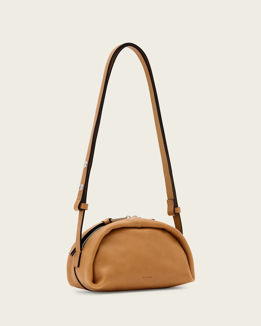 AllSaints Rosalie Arc Leather Crossbody Bag Women's Toffee Brown Women's