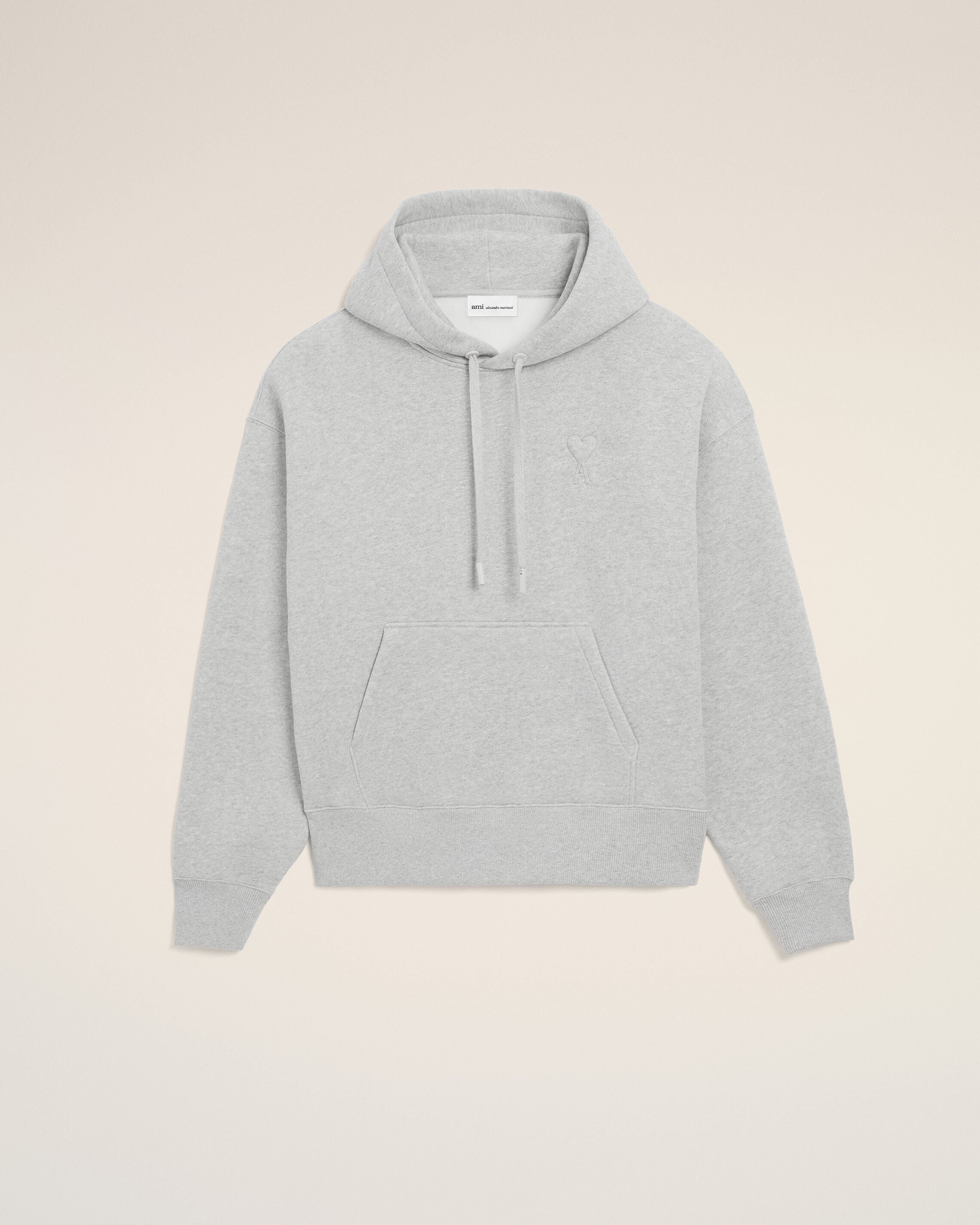 Grey Cotton Embossed Ami De Coeur Hoodie
