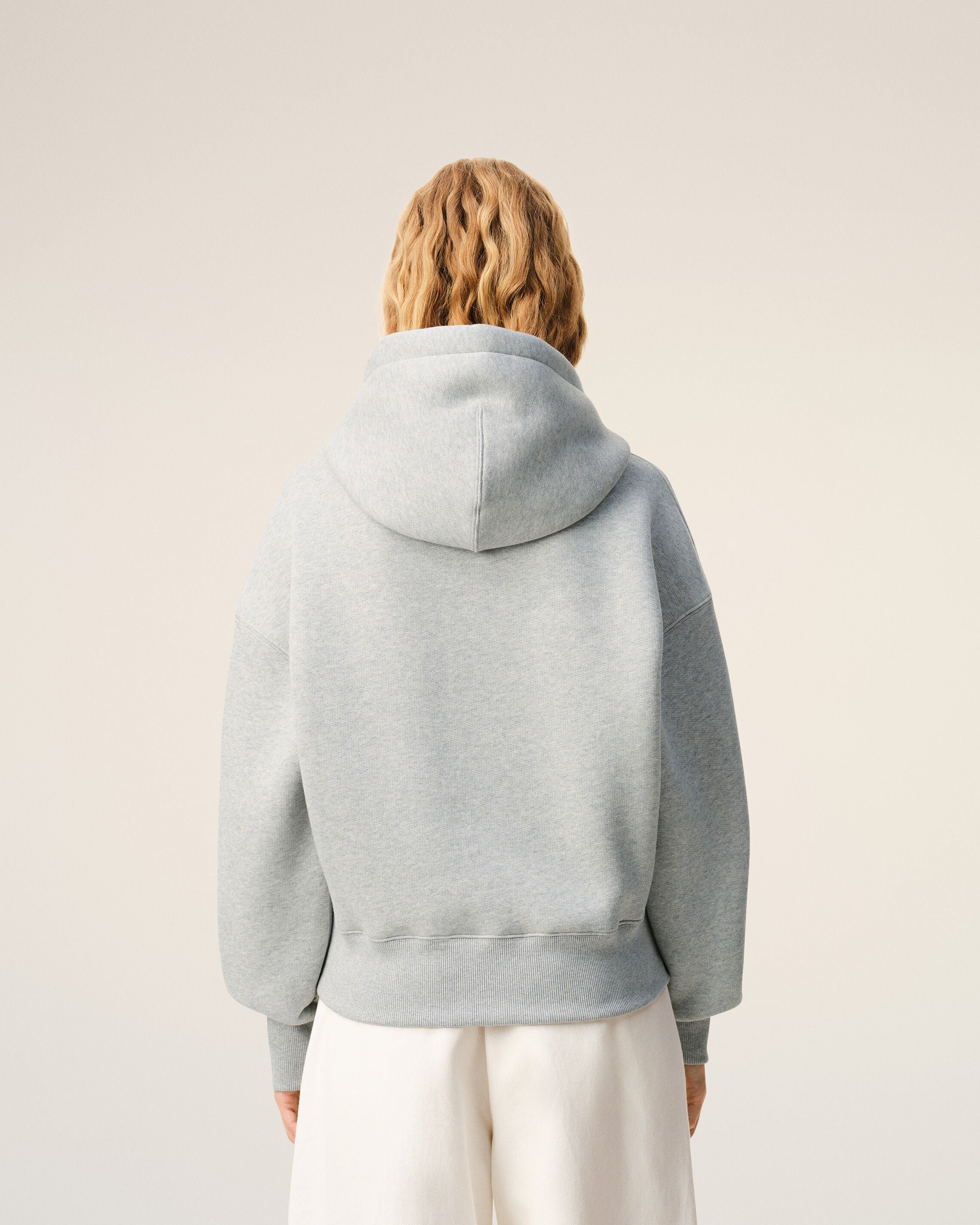 Grey Cotton Embossed Ami De Coeur Hoodie
