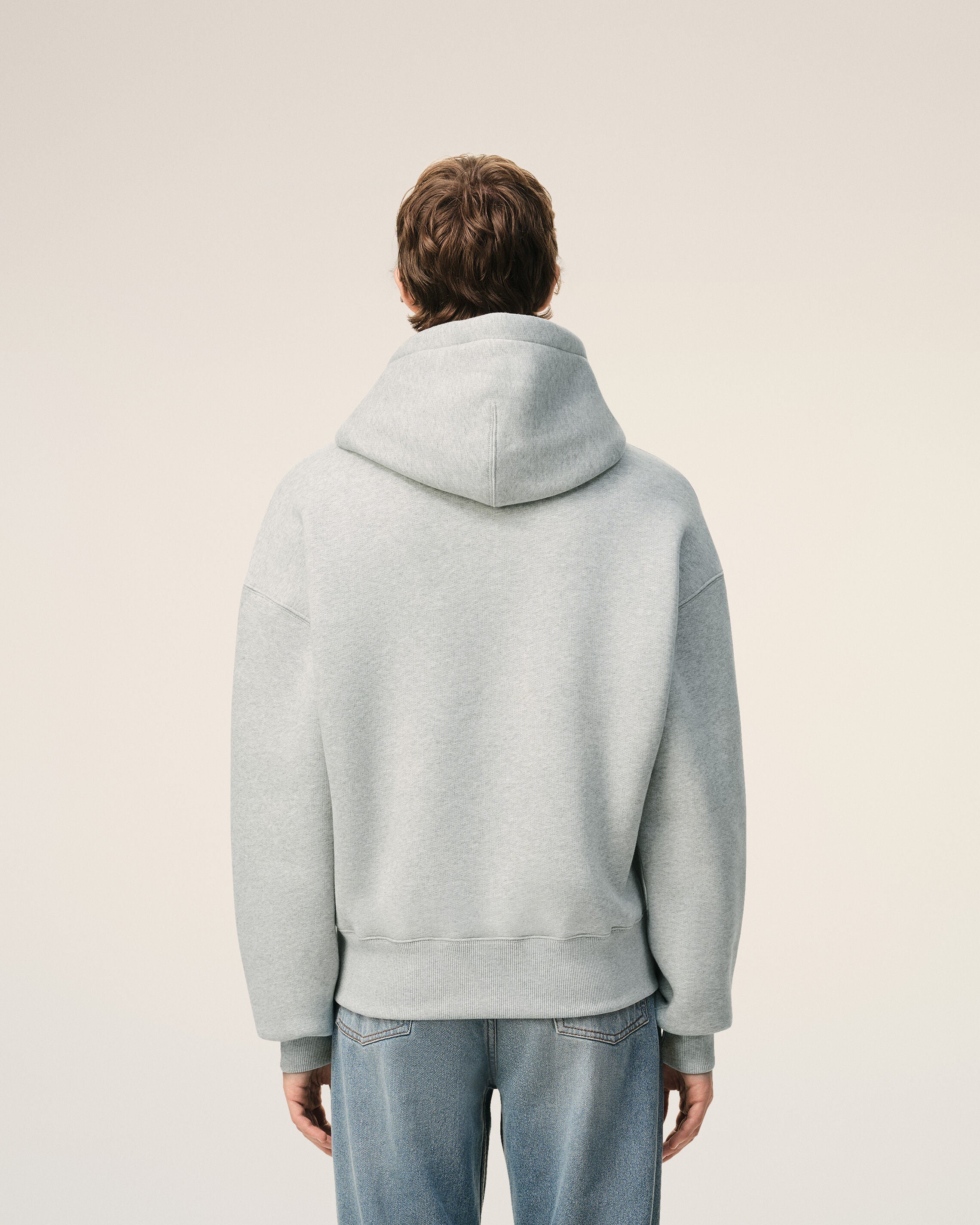 Grey Cotton Embossed Ami De Coeur Hoodie