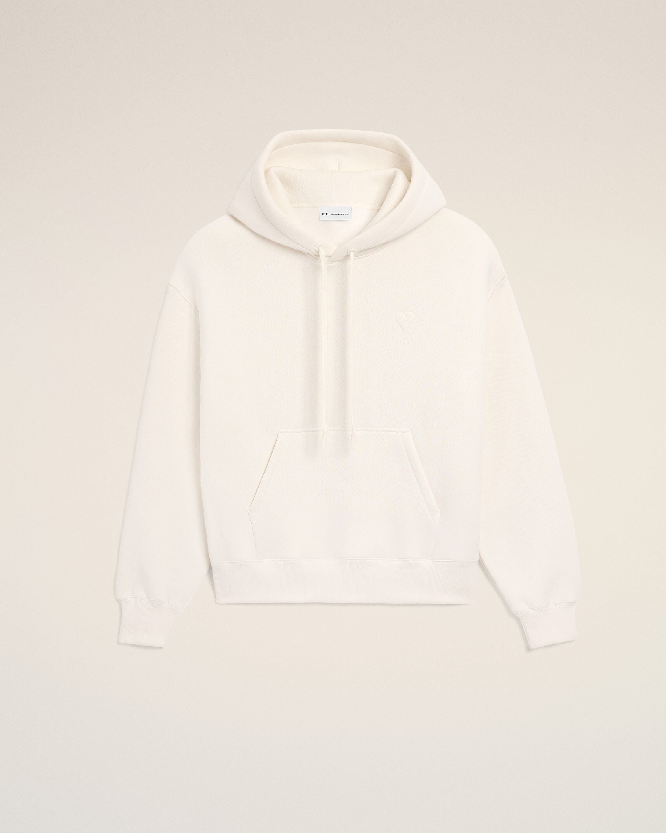 White Cotton Embossed Ami De Coeur Hoodie