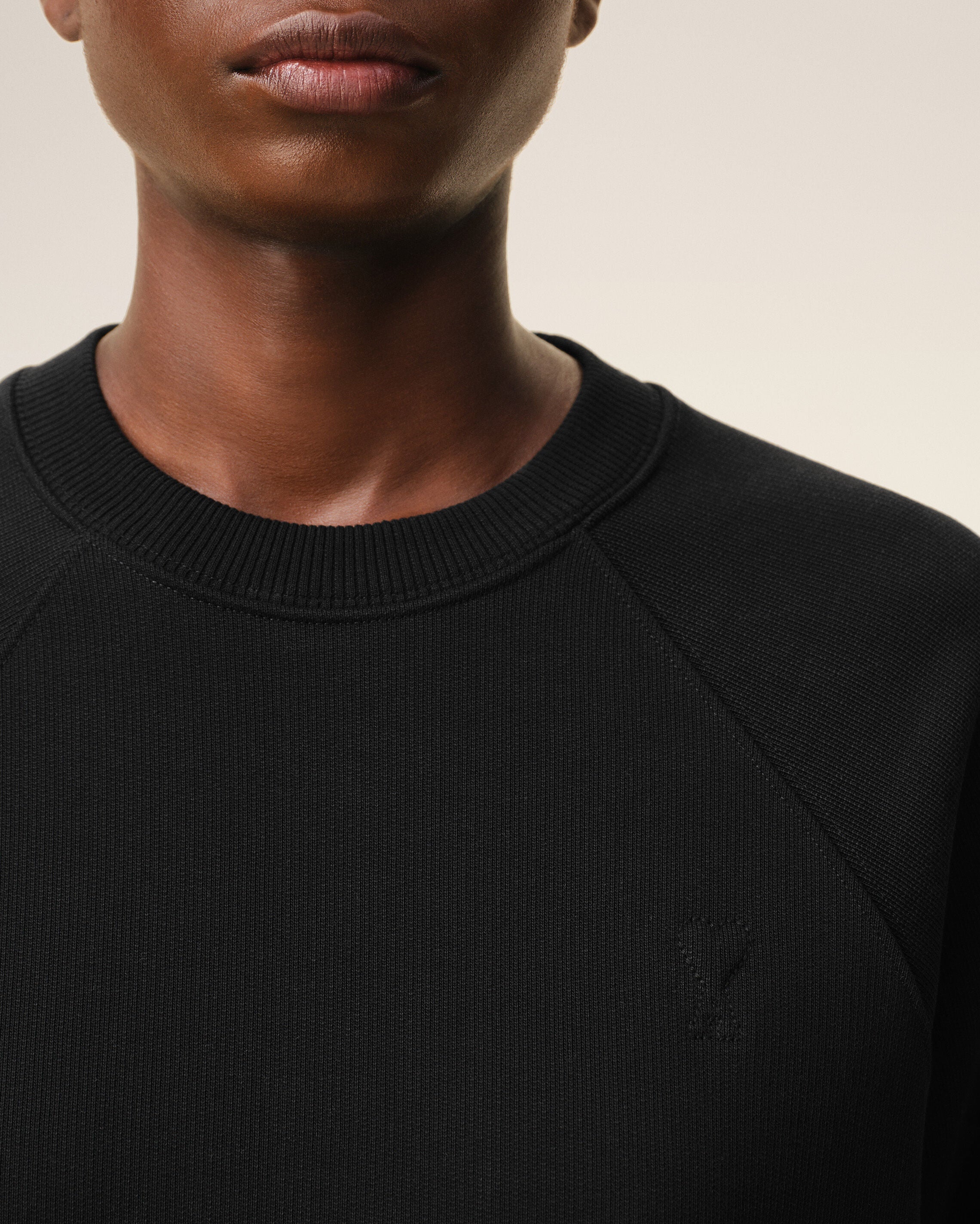 Black Cotton Embossed Ami De Coeur Sweatshirt