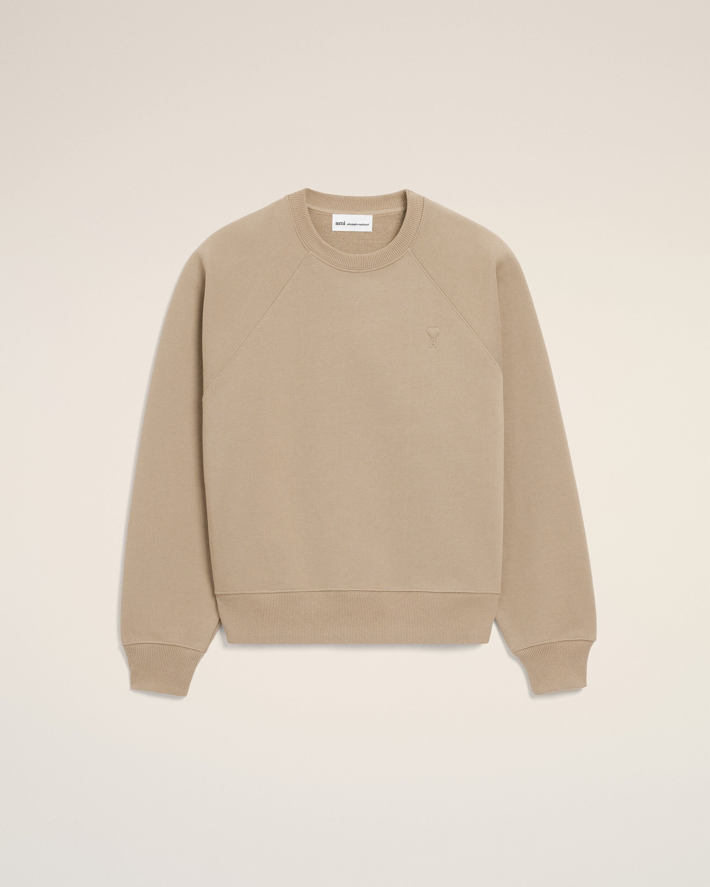 Beige Cotton Embossed Ami De Coeur Sweatshirt
