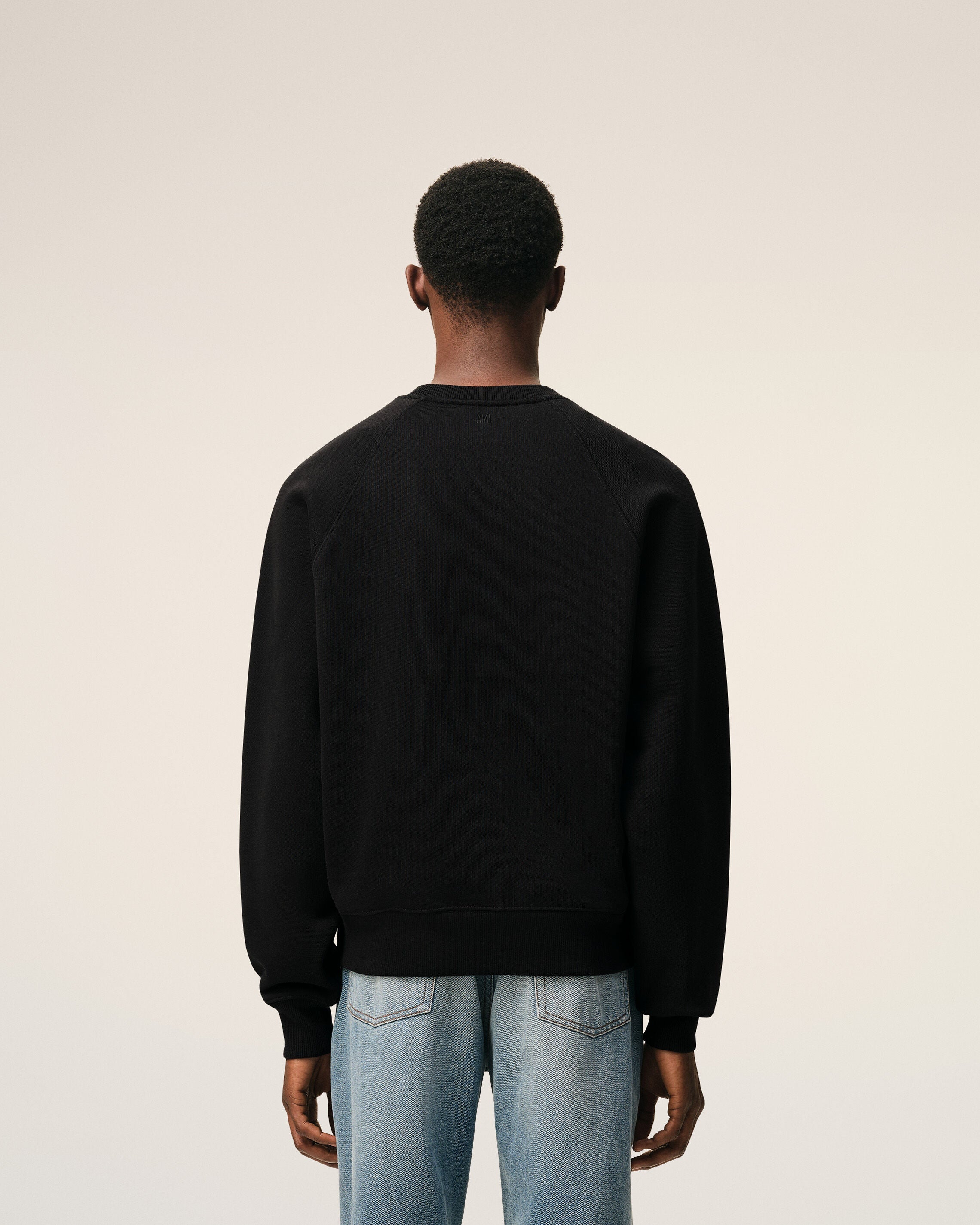 Black Cotton Embossed Ami De Coeur Sweatshirt