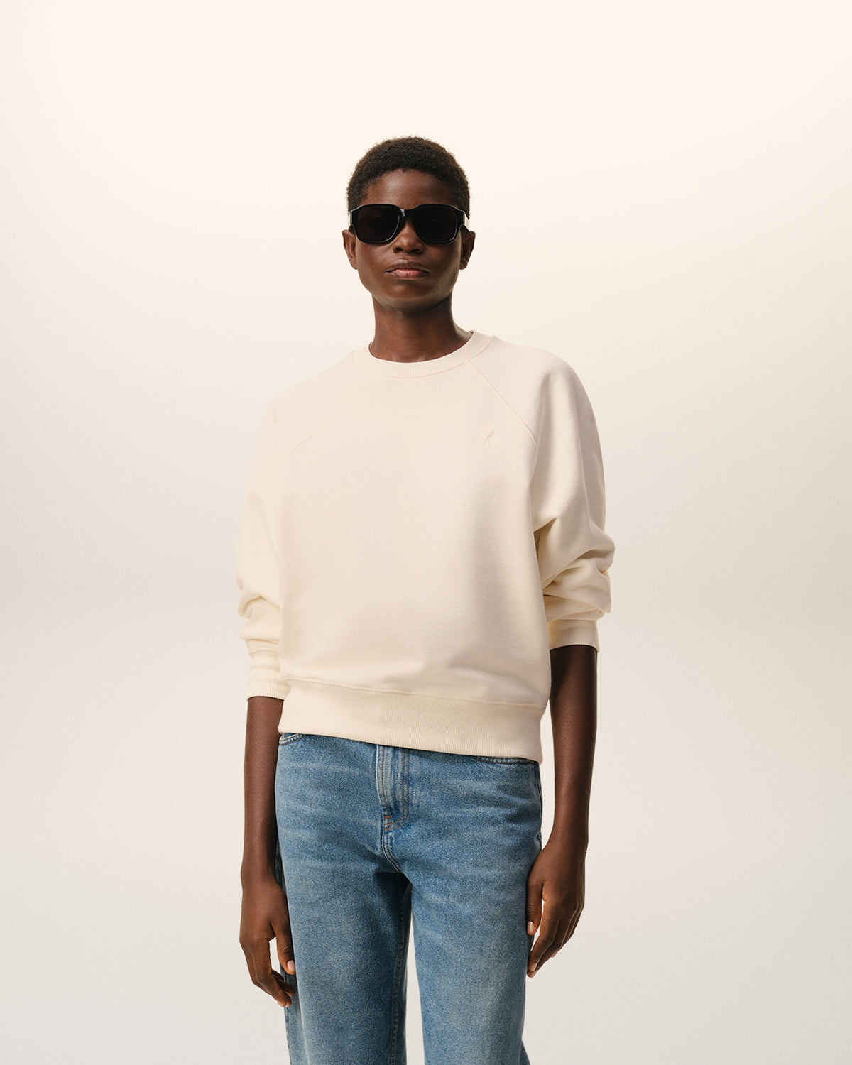 White Cotton Embossed Ami De Coeur Sweatshirt