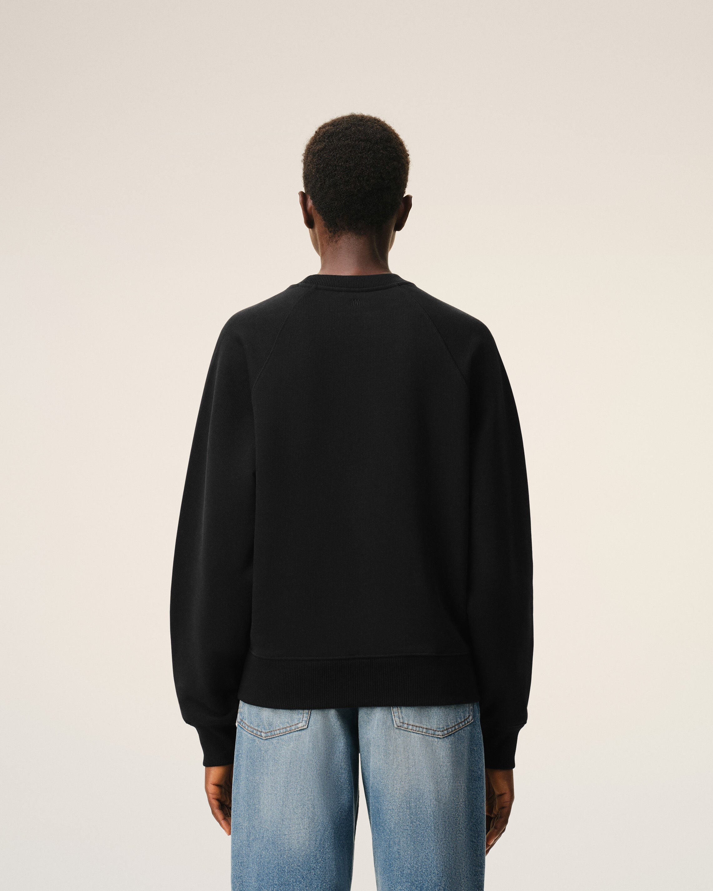 Black Cotton Embossed Ami De Coeur Sweatshirt