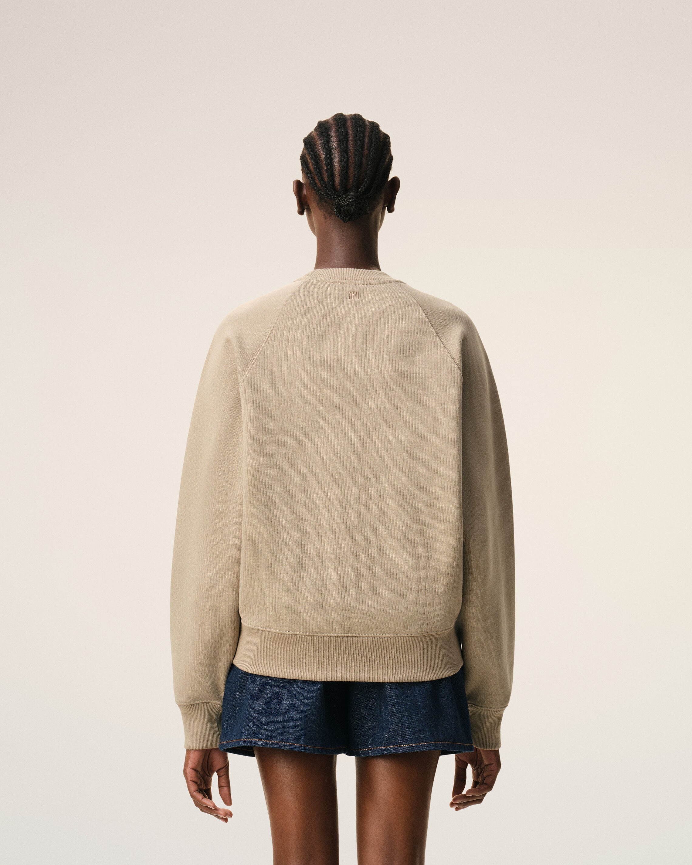 Beige Cotton Embossed Ami De Coeur Sweatshirt