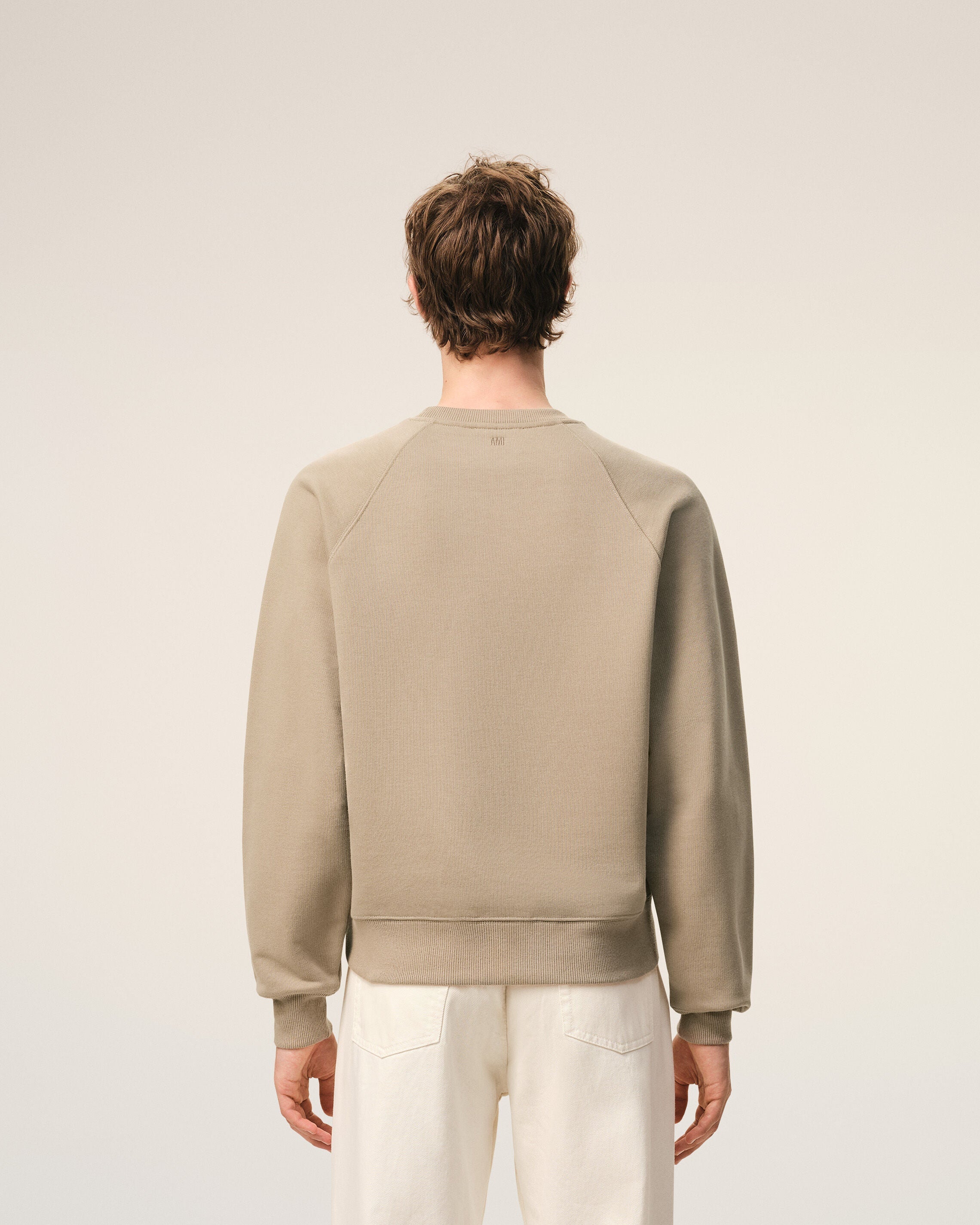 Beige Cotton Embossed Ami De Coeur Sweatshirt