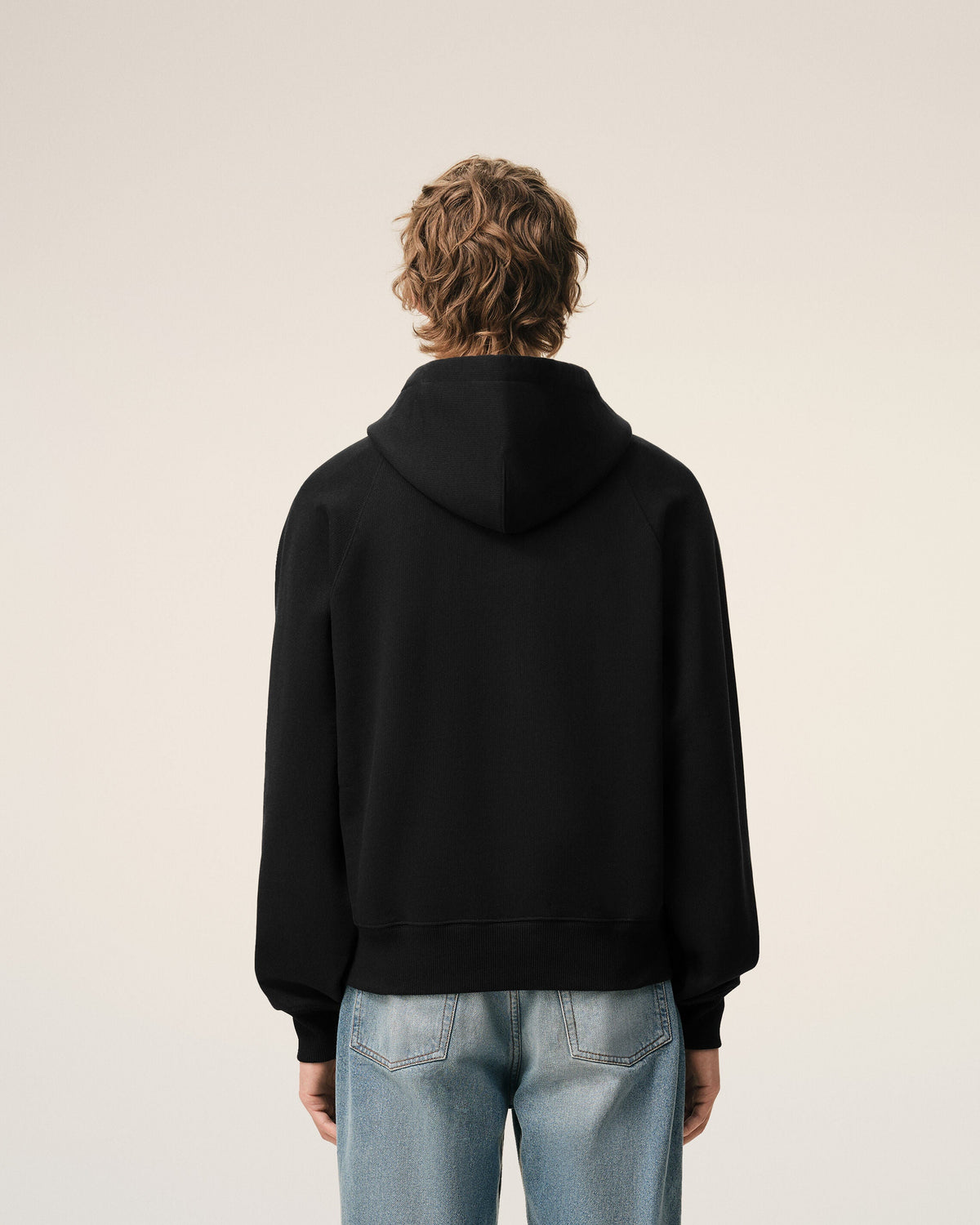 Black Cotton Embossed Ami De Coeur Hoodie